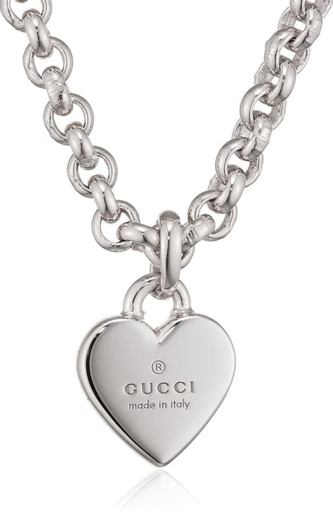 gucci 925 silver necklace free shipping|gucci trademark heart silver necklace.